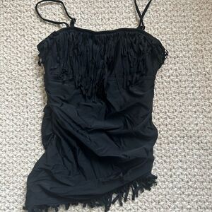 Shade & Shore Black Fringe One Piece Swimsuit